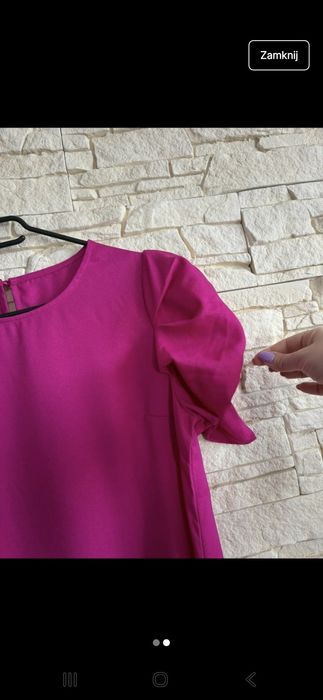 Święta Piekna sukienka fuksja trapezowa hit m L wyszczupla