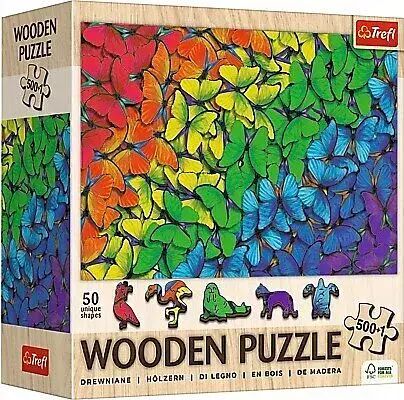 Puzzle Drewniane 500 Elementów. Tęczowe Motyle. Trefl. Nowy Produkt