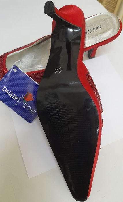 Mules Darling Rose vermelho lantejoulas N.37 - Novas- Entrega imediata