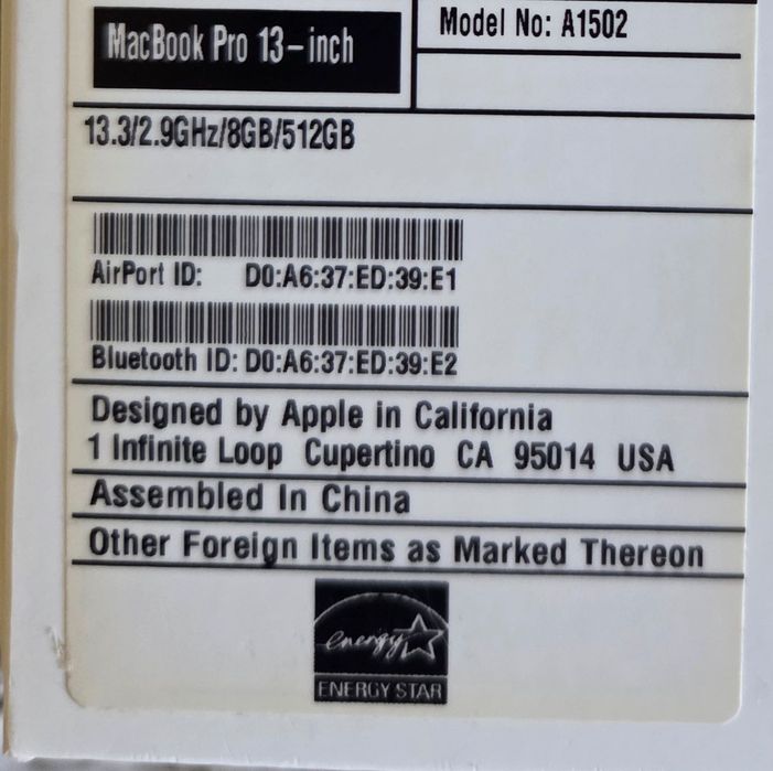 MacBook Pro 13" Retina A1502 (Early 2015) i5 / 8GB / 512GB SSD