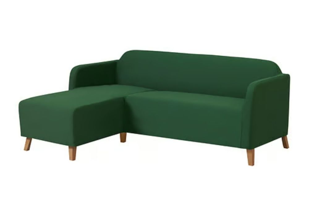 LINANÄS ochraniacz sofa 3-os z szezlongiem, Vissle ciemnozielony