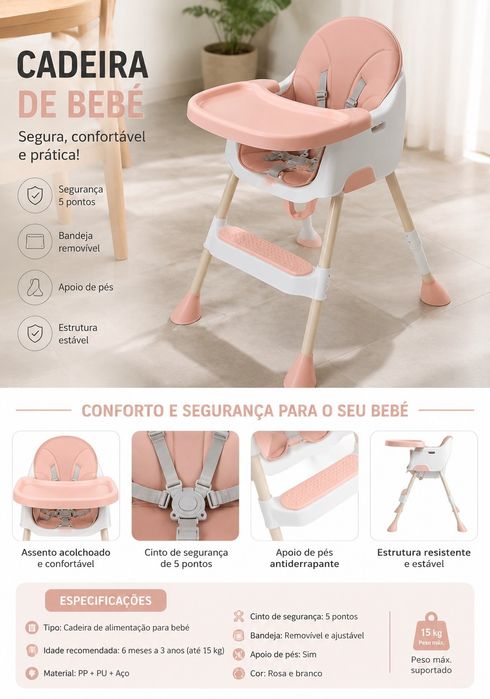 Cadeira de bebé rosa