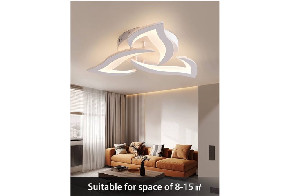 Nowoczesna Biała Lampa Sufitowa Led Kształt Kwiatu