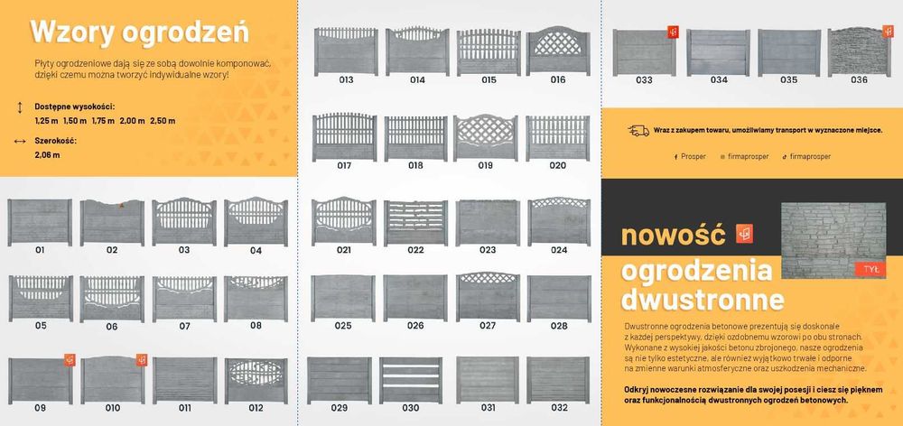 OGRODZENIA BETONOWE nowoczesne 2,0m ogrodzenie DWUSTRONNE