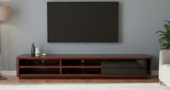 Móvel de sala com porta de vidro deslizante preta