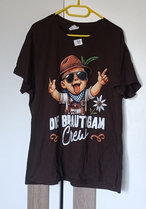T-shirt koszulka damska brązowa 3XL Die Bräutigam Crew