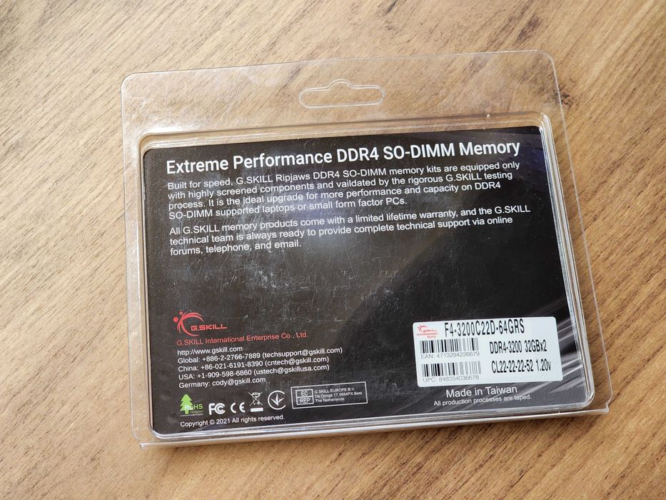 ОЗУ G.Skill 32Gb SO-DIMM DDR4 3200 MHz Ripjaws