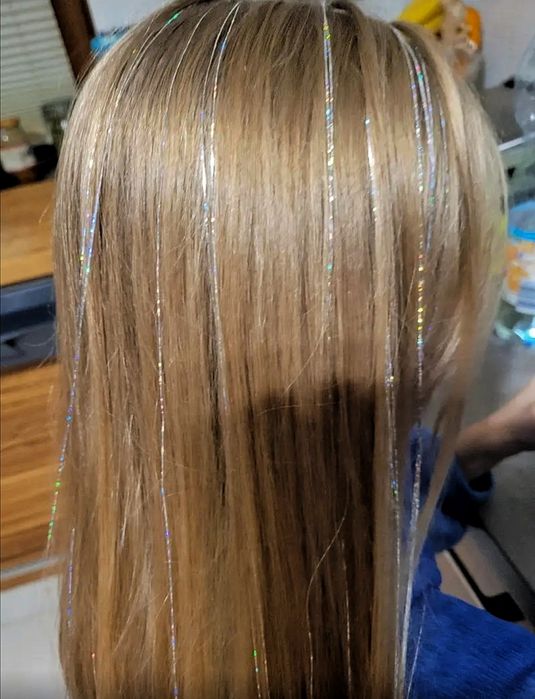 Блискучі прядки у волосся, блестящие нитки, канекалон, обруч,заколки