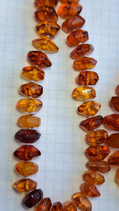 Бусы янтарь натуральный граненый 81,9 грамм, 76 см