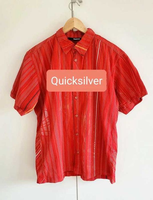 Oryginalna Męska Koszula Quicksilver z krótkim rękawkiem, 100% Bawełna