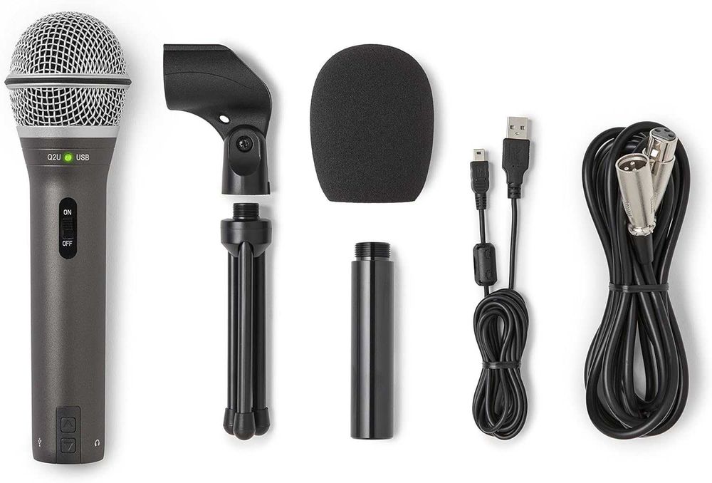 Microfone Samson Q2U - Conjunto para Podcast - USB e XLR (Na Caixa)