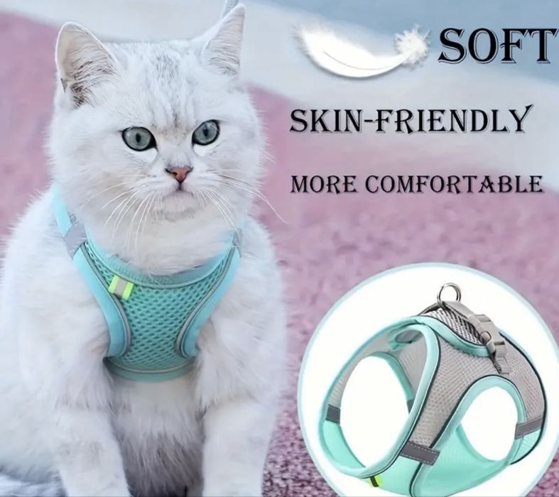 Conjunto de arnês e trela ajustavel para gato