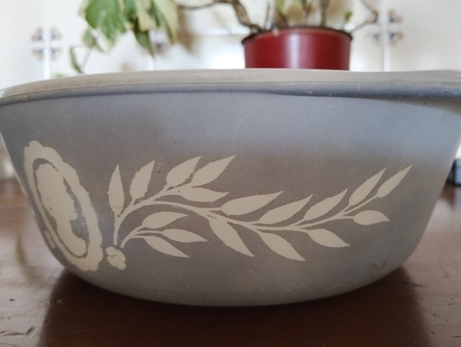 Travessa/Caçarola Vintage Glasbake Blue Cameo - Estilo Retro