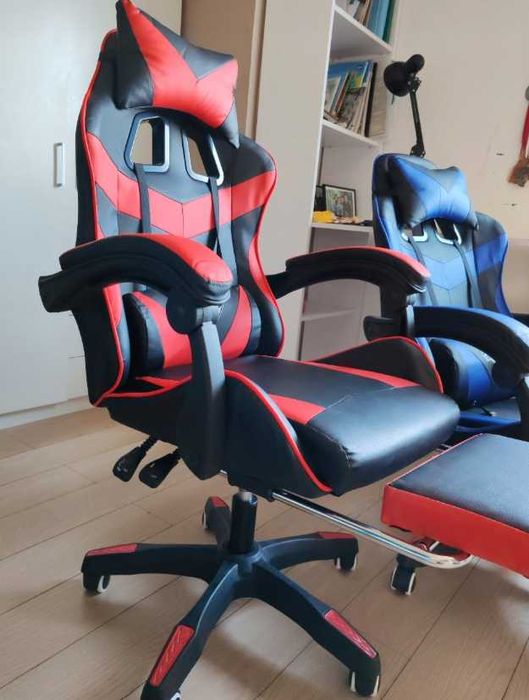 Nowy Fotel Gamingowy z Regulacją Krzesło do Biura z Masażem + Podnóżek