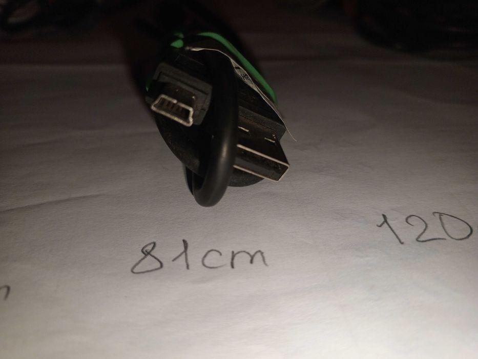 Кабель mini USB Тип B 3×7 мм -  USB Тип A 4×12 мм обычный