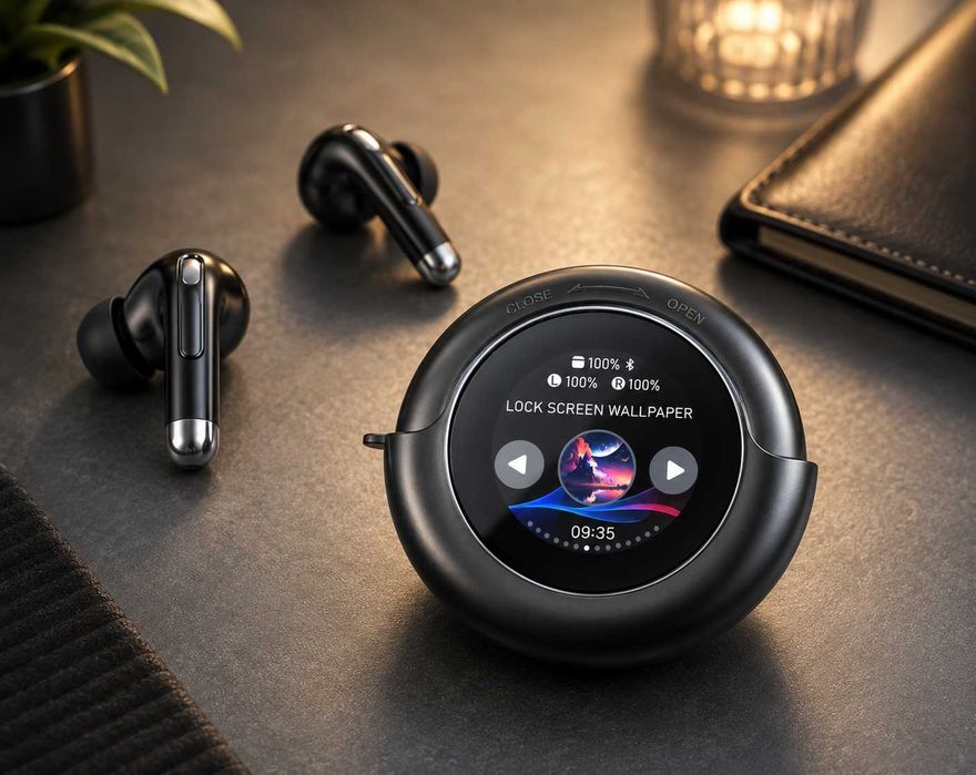 *NOWE* SŁUCHAWKI BEZPRZEWODOWE dokanałowe słuchawki bluetooth z ekranem LED
