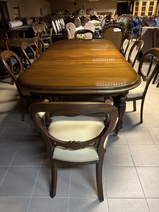 Angielski Zestaw Komplet Rozkładany Stół 8 Krzeseł 12 osób meble styl