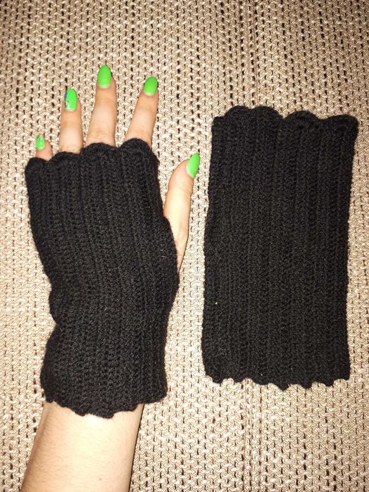 Rękawiczki Mitenki Eleganckie Czarne na Prezent
