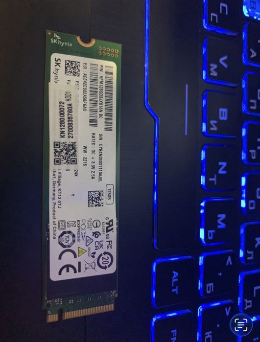 Ssd m2 NvMe PciE SK Hynix 128gb 2280 + Windows 10 Original