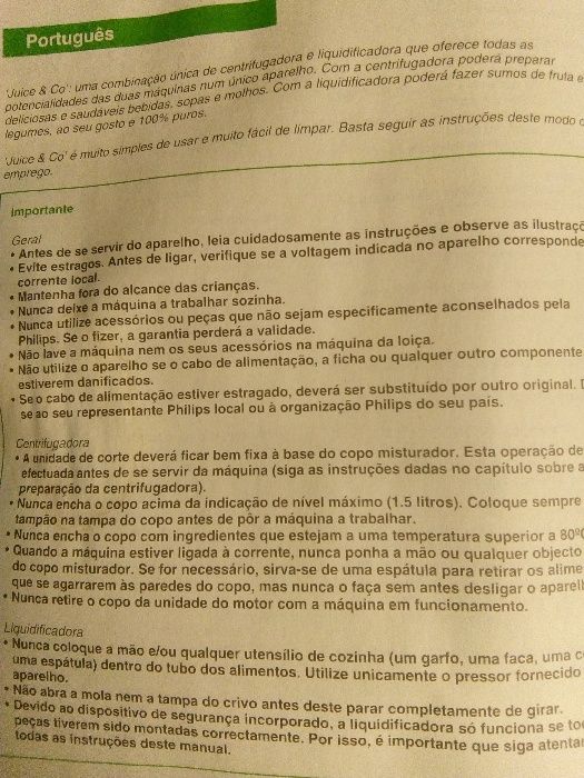 Liquidificadora e Centrifugadora da marca Juice & Co Phillips