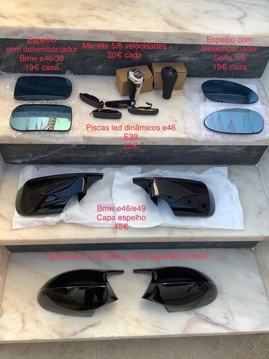 bmw serie 1 3 e46 e39  capas espelho vidros manete pele