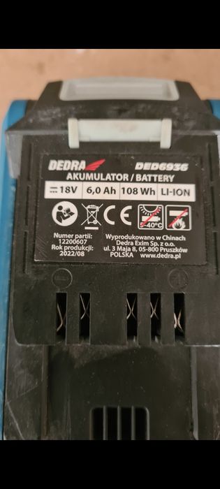 Akumulator Dedra 18v sas +all 6 Ah bdb stan