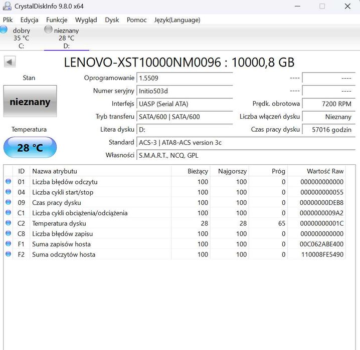Dysk HDD 2x 10TB + stacja dokująca