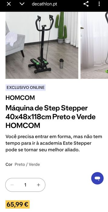 Mini Stepper com Guiador Eurostar / HOMCOM – Cardio em Casa (Como Novo)