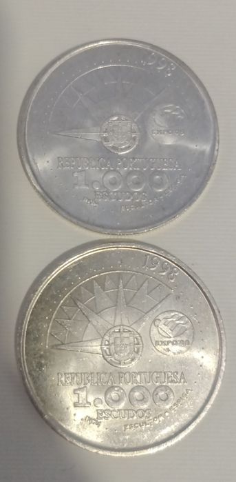 Lote de 2 moedas comemorativas portuguesas de 1000 Escudos (1998)