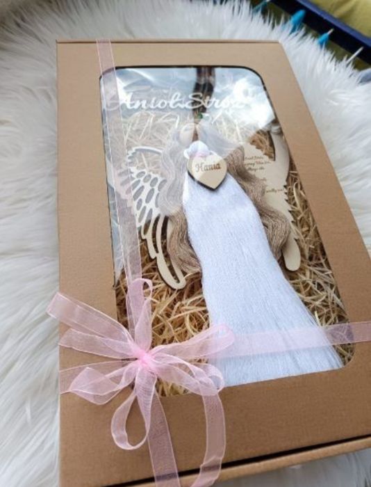 Anioł Stróż, makrama, chrzeest, komunia, prezent