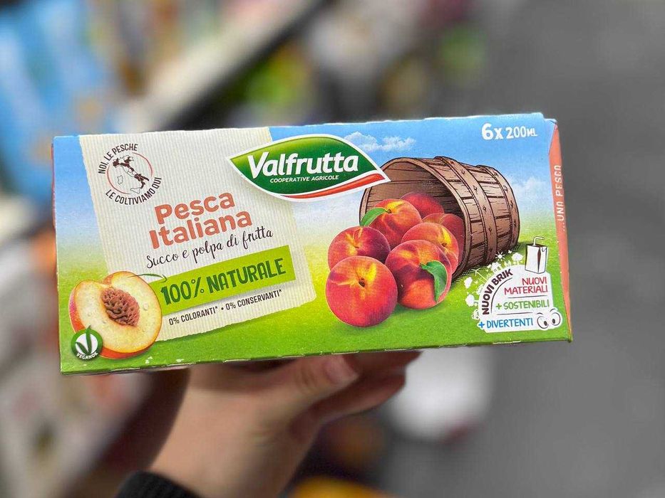 Сік Valfrutta груша,персик,мікс 6х200 мл