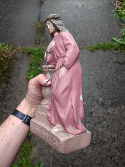 Stara  FIGURKA JEZUS - ŚWIĘTY - figura przedwojenna Kalwaria religijna