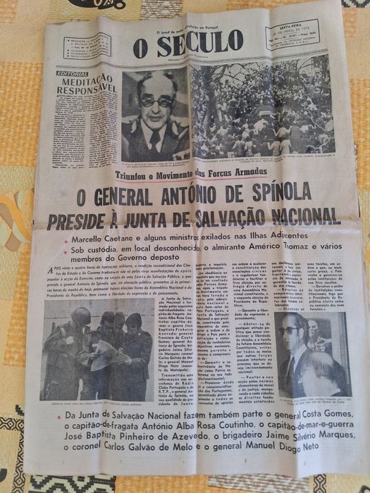 Jornal "O Seculo " 26 de Abril de 1974