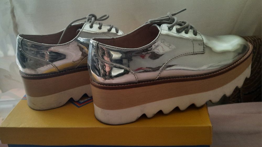 Туфли  , лоферы зеркальные