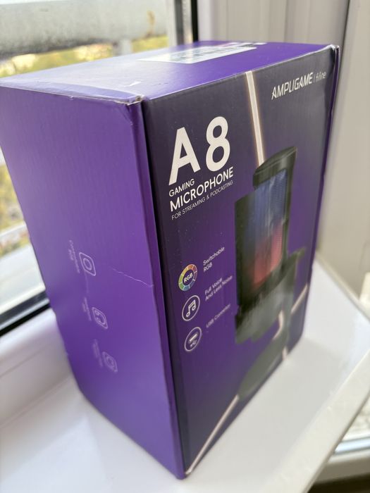 Мікрофон ігровий Ampligame Fifine A6V A8 з RGB підсвіткою
