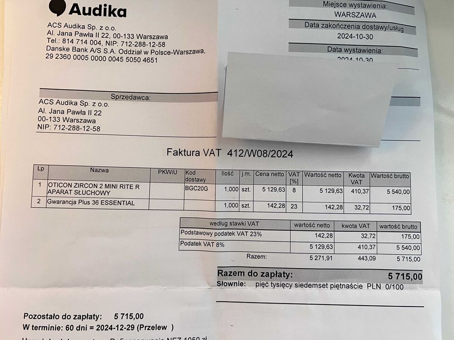 Aparat słuchowy OTICON ZIRCON 2 MINI R - 2 sztuki - lewy i prawy