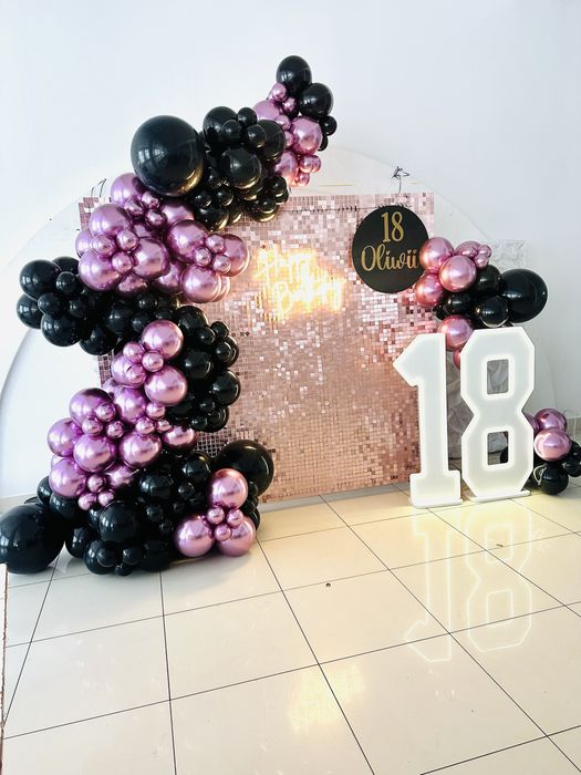 Balon balony dekoracja ścianka cekinowa