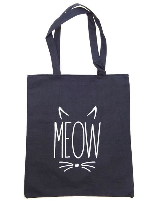 Torba Z Nadrukiem Meow Kotek Czarna