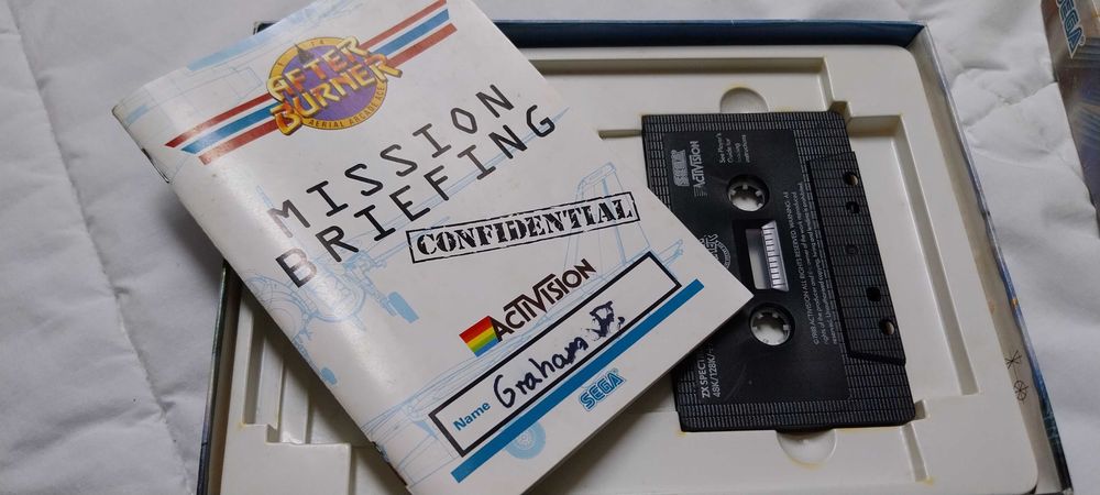 Jogo ZX Spectrum usado After Burner em caixa média  cartão com manual