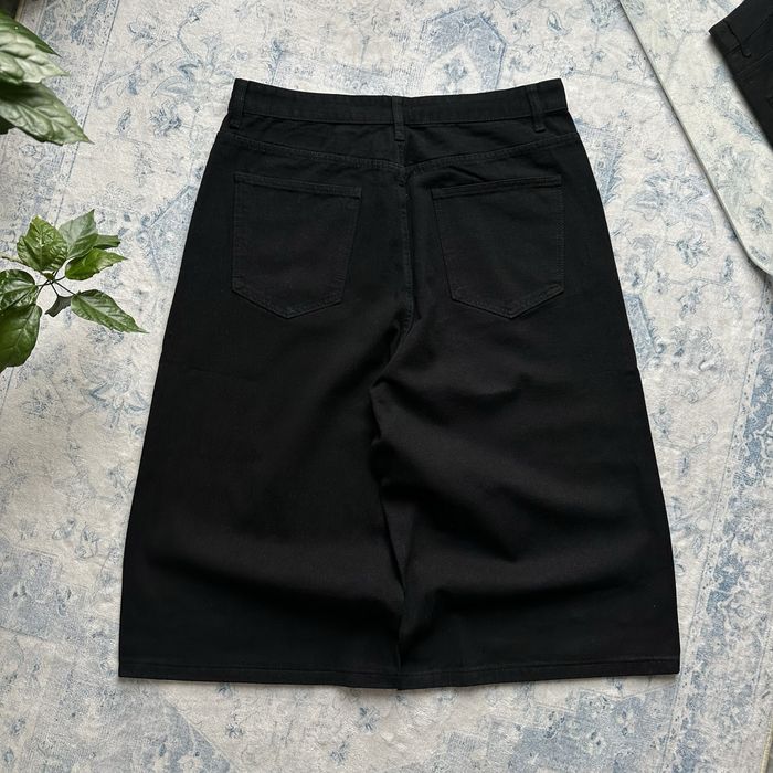 Baggy total black jeans jorts shorts y2k sk8  широкі оверсайз racer jaded balenci bootcut чорні довгі джинсові шорти реп беггі багги