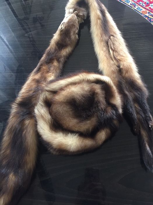 Czapka i kołnierz skóra natural.