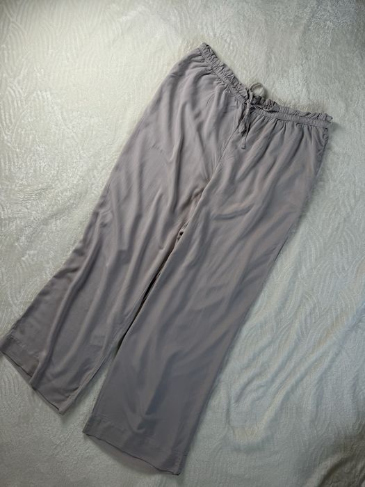 H&M spodnie damskie L  XL beżowe wide leg wiązane nogawki wysoki stan