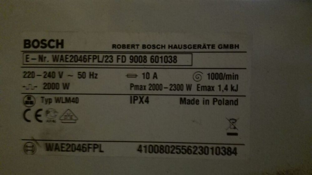 pralka Bosch WAE2046FPL /23 demontaż