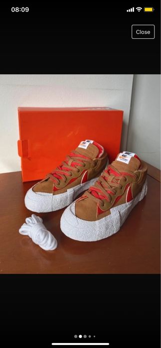Hype Sacai X Nike Blazer Low British Tan Sneakers EUR 41 Novos