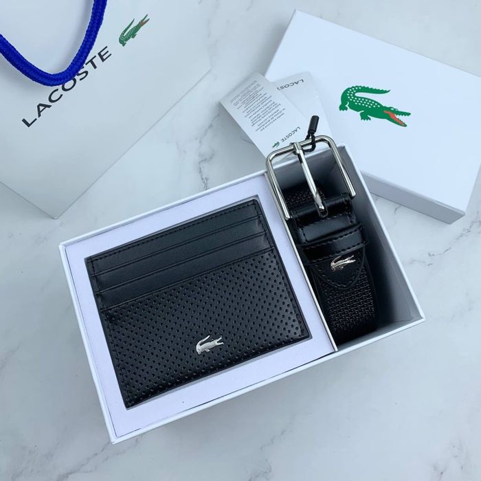 Чоловічий подарунковий набір lacoste гаманець та ремінь лакоста