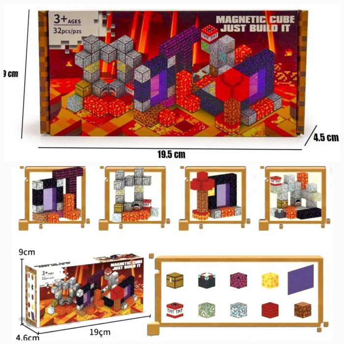 Конструктор магнитный «Minecraft» , серия из 3 разных наборов.