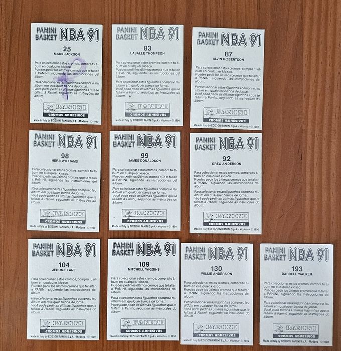Cromos NBA 91 da Panini