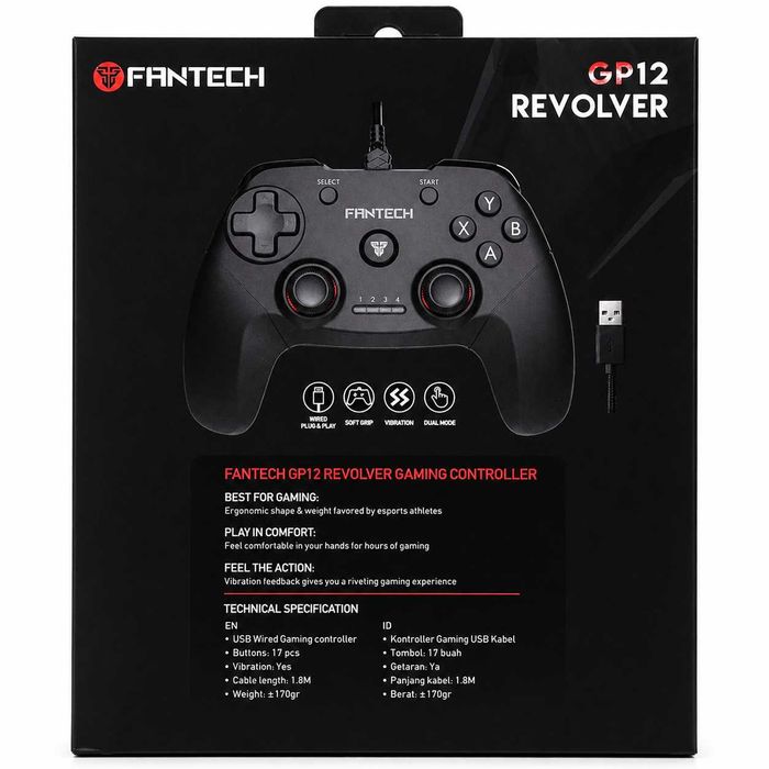 Fantech GP12 Revolver — Comando Gaming com Fio, Novo | PS3 + PC | Garantia