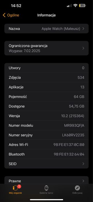 Applewatch 9 45mm 65gb pamieci