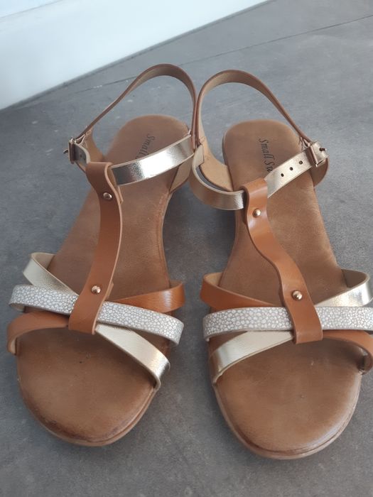 sandałki brązowe boho 39 lekki koturn stan bdb